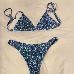 Blue and White Polka Dot Bikini Set